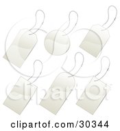 Poster, Art Print Of Set Of Six Blank White Tags With Chains