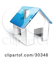 Poster, Art Print Of Pre-Made Logo Of A White Home With A Blue Roof