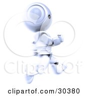 Poster, Art Print Of 3d White And Silver Ao-Maru Robot Running Past In A Blur