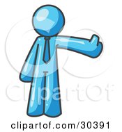 Clipart Illustration Of A Light Blue Business Man Giving The Thumbs Up