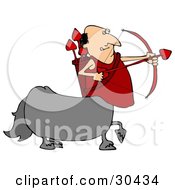 Poster, Art Print Of Cupid Centaur Man Shooting Red Heart Valentines Day Arrows