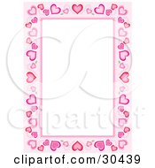 Clipart Illustration Of A Stationery Border Of Different Sized Hearts Around White Space