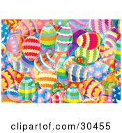 Poster, Art Print Of Background Of Colorful And Differently Patterned Easter Eggs