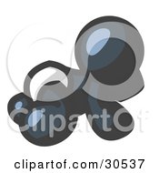 Clipart Illustration Of A Navy Blue Baby In A Diaper Crawling On The Floor On A White Background
