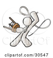 Clipart Illustration Of A White Tamer Man Holding A Stool And Cracking A Whip On A White Background by Leo Blanchette