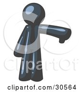 Clipart Illustration Of A Navy Blue Business Man Giving The Thumbs Up Then The Thumbs Down by Leo Blanchette