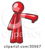 Clipart Illustration Of A Red Business Man Giving The Thumb Down by Leo Blanchette