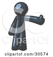 Clipart Illustration Of A Navy Blue Business Man Giving The Thumbs Up by Leo Blanchette