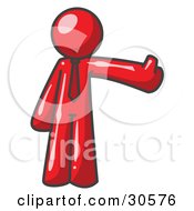 Clipart Illustration Of A Red Business Man Giving The Thumbs Up by Leo Blanchette