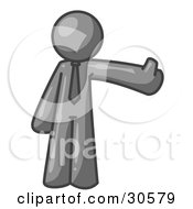 Clipart Illustration Of A Gray Business Man Giving The Thumbs Up by Leo Blanchette