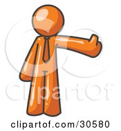 Poster, Art Print Of Orange Business Man Giving The Thumbs Up