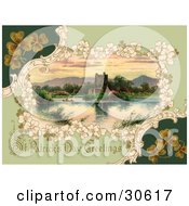 Poster, Art Print Of Vintage Victorian St Patricks Day Scene Of Clovers Around Ross Castle In Killarney Ireland Circa 1913