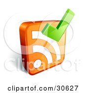 Clipart Illustration Of A 3d Green Check Mark Over An RSS Symbol by beboy