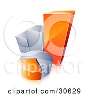 Orange And Chrome Pie Chart In Front Of A Growing Bar Graph