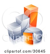 Orange And Chrome Bar Graphs And Pie Charts