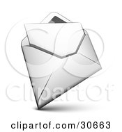 Clipart Illustration Of A White Envelope With A Blank Solid Sheet Of Paper Inside by beboy