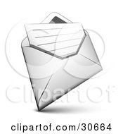 Clipart Illustration Of A White Envelope With A Lined Sheet Of Paper Inside by beboy