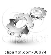 Clipart Illustration Of Two New Silver Gears Spinning In Sync