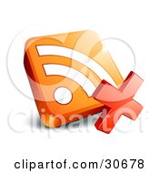 Poster, Art Print Of Red X With An Orange 3d Rss Symbol