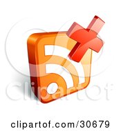 Poster, Art Print Of Red X Over An Orange 3d Rss Symbol