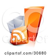 Poster, Art Print Of Orange And Chrome Growing Bar Graph With An Rss Symbol