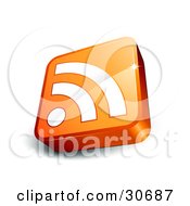 Clipart Illustration Of A Tilted Orange Cube With A White RSS Symbol by beboy