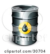 Single Barrel Of Gasoline With A Droplet Icon On The Front