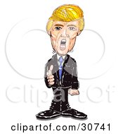 Clipart Illustration Of Donald Trump Standing And Pointing Yelling And Firing People by Spanky Art #COLLC30741-0019
