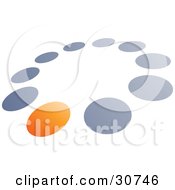Pre-Made Logo Of One Orange Dot In A Circle Of Blue And Gray Dots