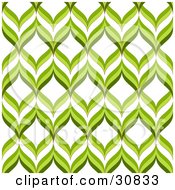 Poster, Art Print Of Retro Green And White Repeat Background Of Green Waves Or Leaves