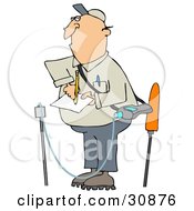 Poster, Art Print Of White Guy Taking Notes While Inspecting A Gas Leak