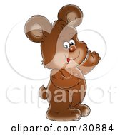 Poster, Art Print Of Adorable Brown Bear Cub Smiling And Waving