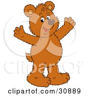 Poster, Art Print Of Joyous Bear Cub Smiling And Holding His Arms Out