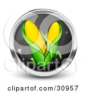 Poster, Art Print Of Black And Chrome Internet Button With Two Ears Of Corn