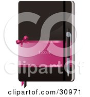 Poster, Art Print Of Pen Resting On Top Of A Brown And Pink 2009 Notebook