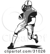 Poster, Art Print Of Football Player Running With The Ball In Black And White