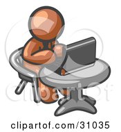 Poster, Art Print Of Brown Man Working On A Laptop Computer On A Table