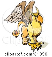 Clipart Illustration Of A Winged Griffin Creature Part Lion Part Eagle by PlatyPlus Art #COLLC31056-0079