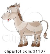 Poster, Art Print Of Friendly Brown Donkey In Profile Smiling