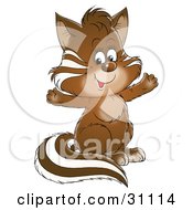 Poster, Art Print Of Adorable Brown Baby Badger With White Markings Sitting Up And Holding His Front Paws Out
