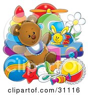 Poster, Art Print Of Teddy Bear With Baby Toys In A Nursery