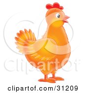 Clipart Illustration Of An Orange Female Chicken In Profile by Alex Bannykh