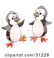 Poster, Art Print Of Two Happy Little Penguins Dancing And Having Fun