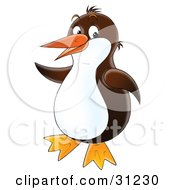 Poster, Art Print Of Happy Brown And White Penguin Dancing