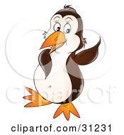 Poster, Art Print Of Cute Brown Penguin Doing A Happy Jig