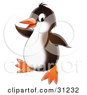 Poster, Art Print Of Brown And White Penguin Doing A Happy Dance