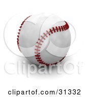 Clipart Illustration Of A 3d Baseball With Red Stitching by KJ Pargeter