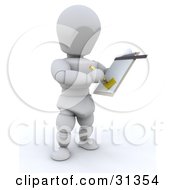 White Character Taking Notes Down On A Clipboard A Supervisor Manager Or Someone Taking Inventory by KJ Pargeter