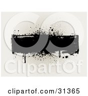 Clipart Illustration Of A Blank Black Grunge Text Box With Dripping Ink Over A Scratched Beige Background
