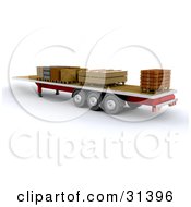 Poster, Art Print Of 3d Lorry Trailer With Crates Stacked On The Flat Surface